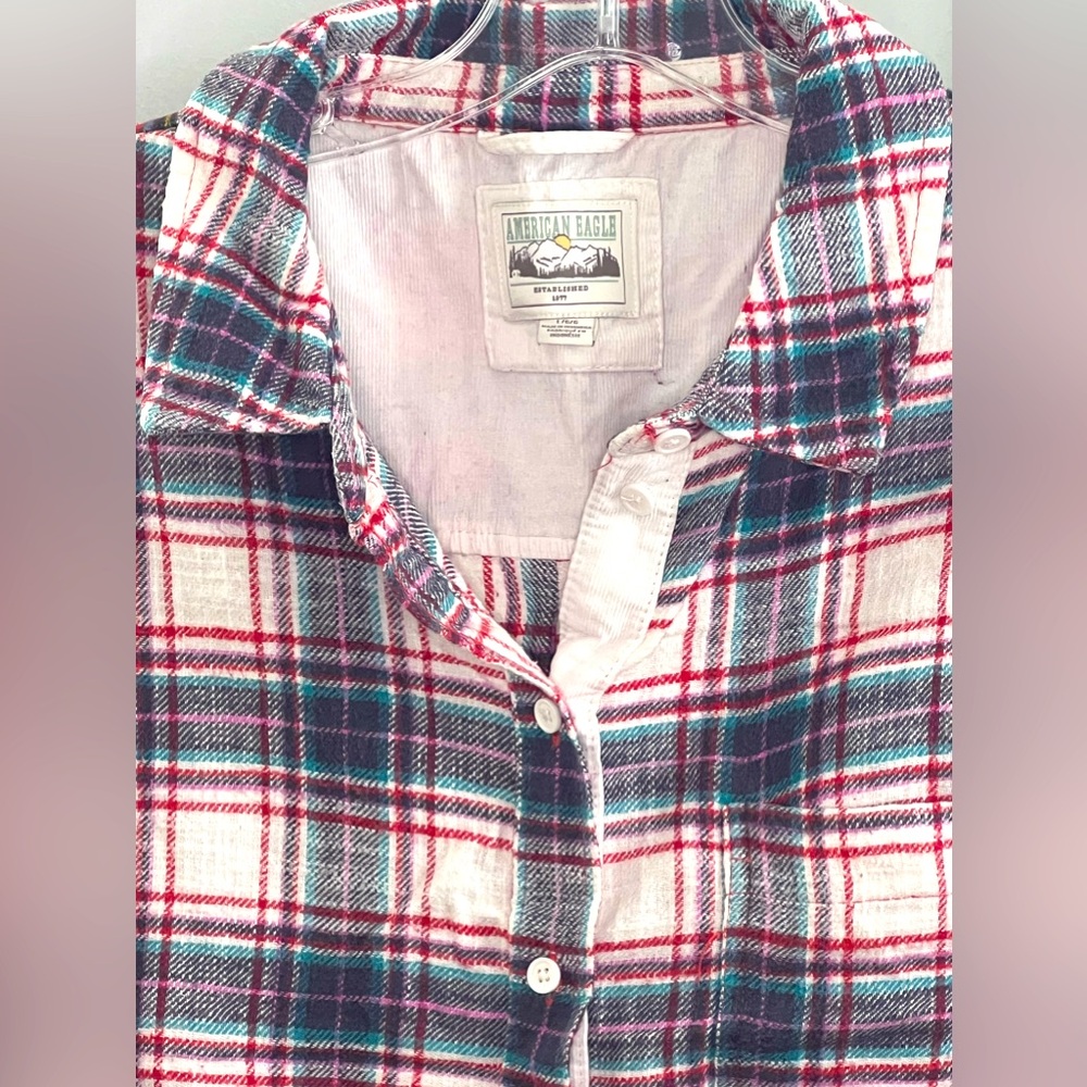 Multi Color Plaid Button Down From American Eagle - image 2